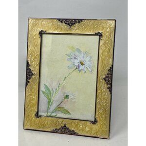 Ornate Yellow Marbled Picture Frame For 5x7 Photo With Silver Filigree Trim